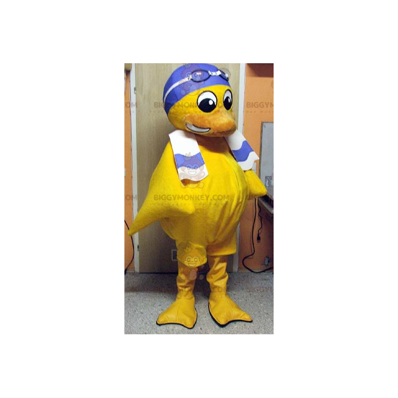 Keltainen Chick BIGGYMONKEY™ maskottiasu uimamyssyllä -