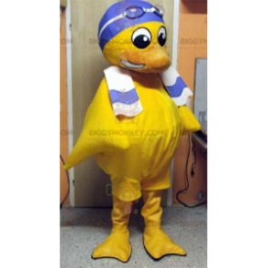 Keltainen Chick BIGGYMONKEY™ maskottiasu uimamyssyllä -