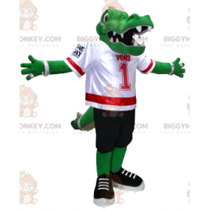 Costume da mascotte BIGGYMONKEY™ coccodrillo verde in completo