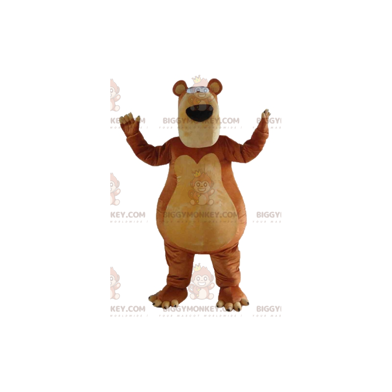 Very Plump and Funny Brown and Beige Bear BIGGYMONKEY™ Mascot