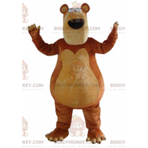 Very Plump and Funny Brown and Beige Bear BIGGYMONKEY™ Mascot