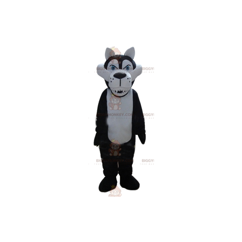 Fierce Looking White And Black Wolf BIGGYMONKEY™ Mascot Costume