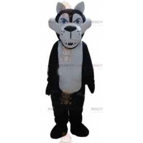 Costume de mascotte BIGGYMONKEY™ de loup blanc et noir à l'air