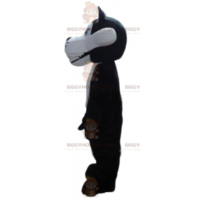 Fel uitziende witte en zwarte wolf BIGGYMONKEY™ mascottekostuum