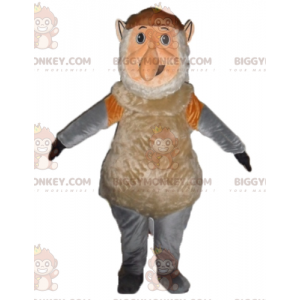 BIGGYMONKEY™ Brun Pink og Grå Gnome Monkey Mascot Kostume -