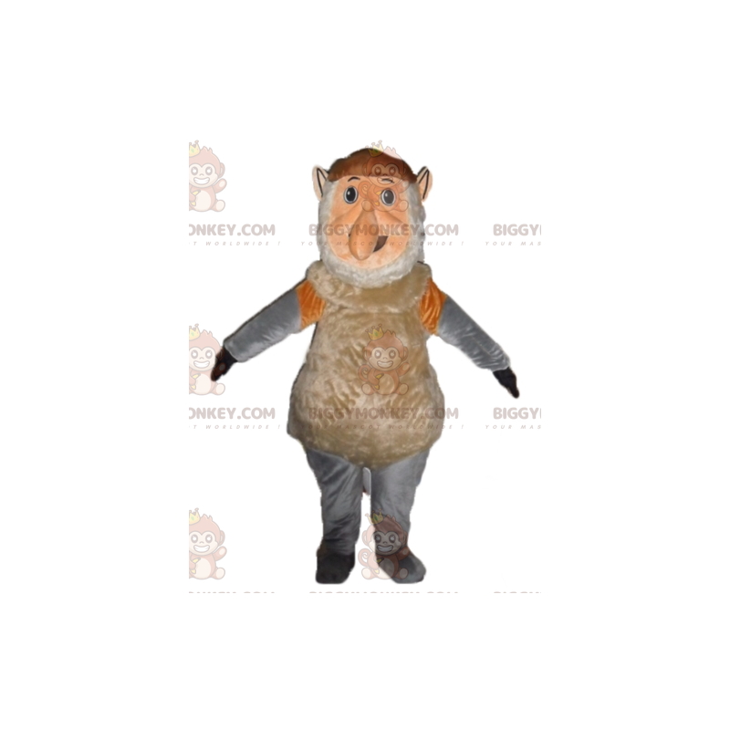 BIGGYMONKEY™ Brun Pink og Grå Gnome Monkey Mascot Kostume -
