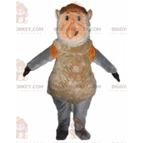 BIGGYMONKEY™ bruin roze en grijs gnome Monkey mascotte kostuum
