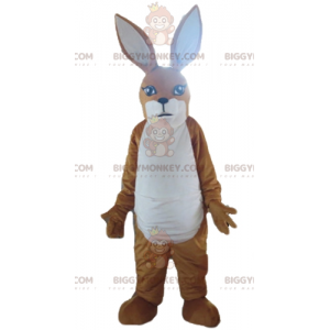 BIGGYMONKEY™ bruin-wit kangoeroe konijn mascottekostuum -