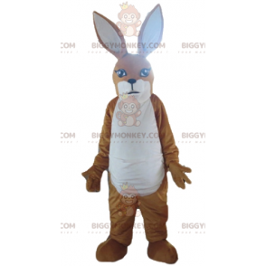 BIGGYMONKEY™ Ruskea-valkoinen Kangaroo Rabbit -maskottiasu -