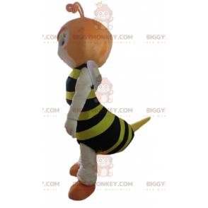 BIGGYMONKEY™ sort og gul stribet Ginger Bee maskotkostume -