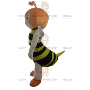 Kostium maskotka w czarno-żółte paski imbirowa pszczoła