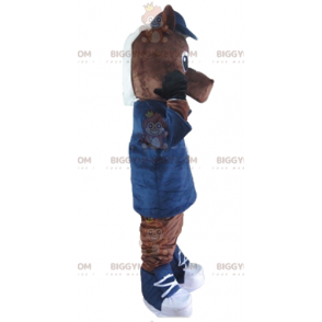 Braun-weißes Colt Horse BIGGYMONKEY™ Maskottchen-Kostüm -