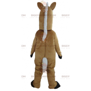 Costume de mascotte BIGGYMONKEY™ de cheval marron et blanc