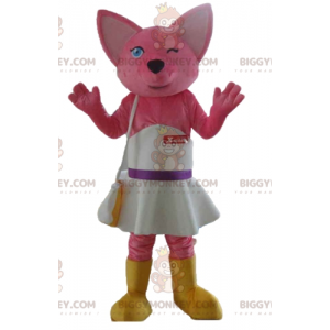 Disfraz de mascota Fox Pink Cat BIGGYMONKEY™ con vestido blanco