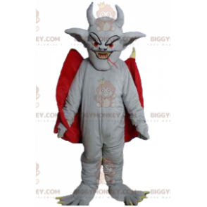 Gray Bat Devil BIGGYMONKEY™ Mascot Costume with Red Cape -