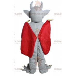 Gray Bat Devil BIGGYMONKEY™ Mascot Costume with Red Cape -