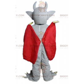Grey Bat Devil BIGGYMONKEY™ maskotkostume med rød kappe -