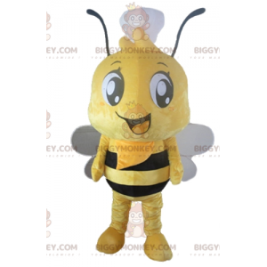 BIGGYMONKEY™ mascottekostuum van gele en zwarte bij met hoed op