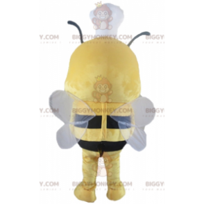BIGGYMONKEY™ Mascot Costume of Yellow and Black Bee with Hat on