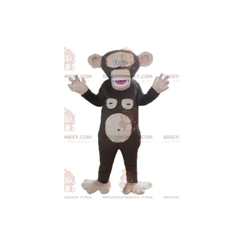 Disfraz de mascota mono marrón y rosa muy divertido