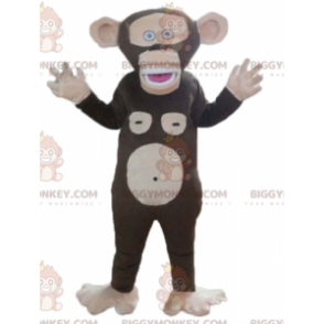 Meget sjov brun og lyserød abe BIGGYMONKEY™ maskotkostume -
