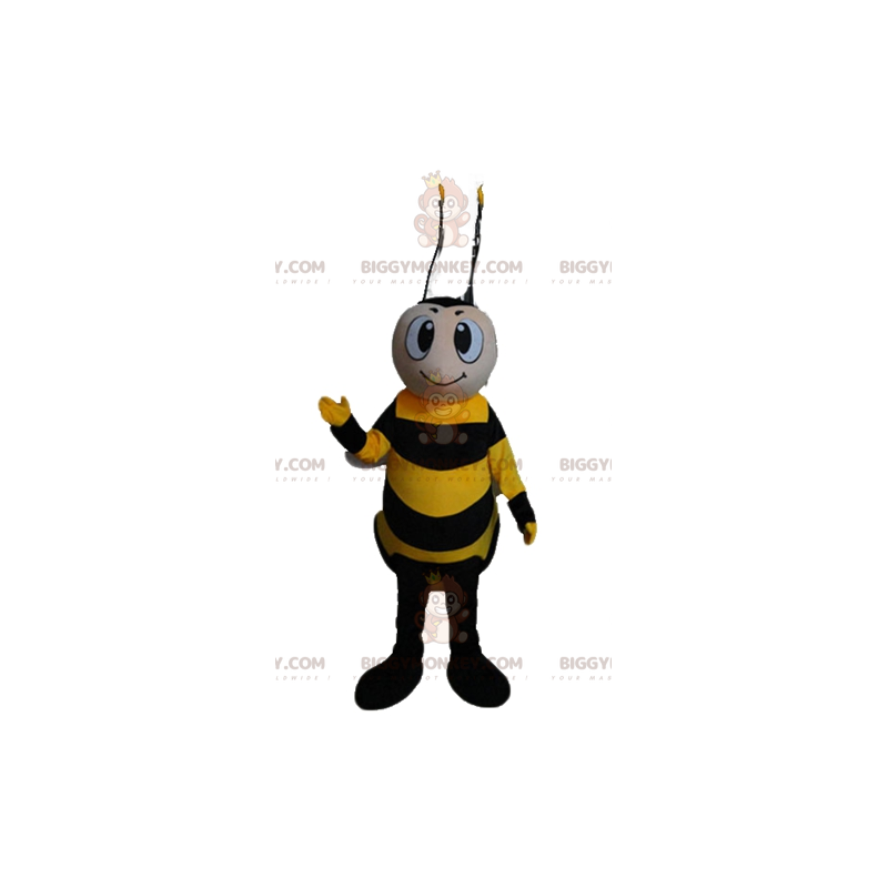 Smiling Yellow and Black Bee BIGGYMONKEY™ Mascot Costume -