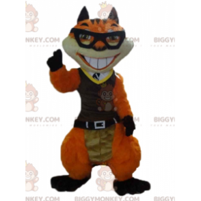 Costume de mascotte BIGGYMONKEY™ de chat de renard orange et