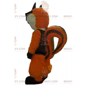 Oranje en witte voskat BIGGYMONKEY™ mascottekostuum met bril -