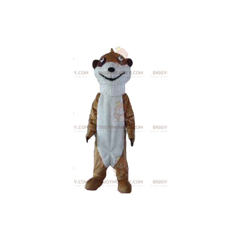 Traje de mascote de meerkat marrom e branco muito realista