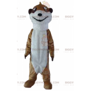 Traje de mascote de meerkat marrom e branco muito realista