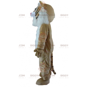 BIGGYMONKEY™ Traje de mascote Chita Gato Branco e Preto Marrom