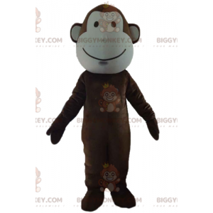 Costume de mascotte BIGGYMONKEY™ de singe marron et blanc très