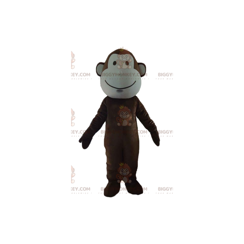 Costume de mascotte BIGGYMONKEY™ de singe marron et blanc très