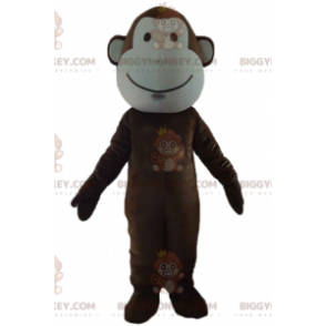 Costume de mascotte BIGGYMONKEY™ de singe marron et blanc très