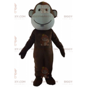 Very Cute Brown and White Monkey BIGGYMONKEY™ Mascot Costume -