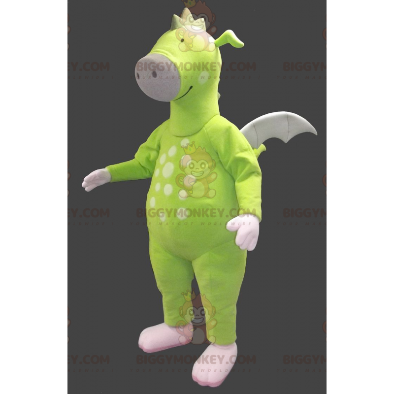 Costume de mascotte BIGGYMONKEY™ de dragon vert fluo -