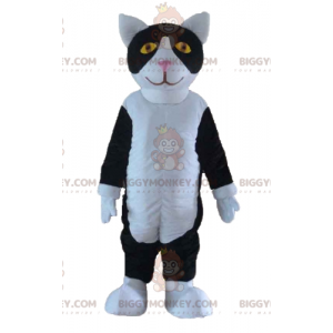 BIGGYMONKEY™ Costume da mascotte Gatto bianco e nero con occhi