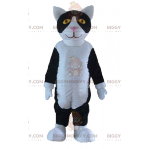 Traje de mascote BIGGYMONKEY™ Gato preto e branco com olhos