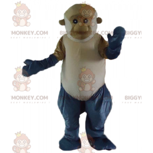 Costume de mascotte BIGGYMONKEY™ de singe marron gris et blanc