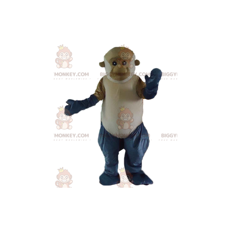 Costume de mascotte BIGGYMONKEY™ de singe marron gris et blanc