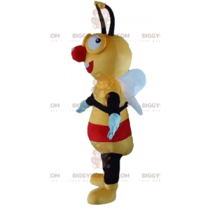 Fantasia de mascote BIGGYMONKEY™ de abelha amarela preta e