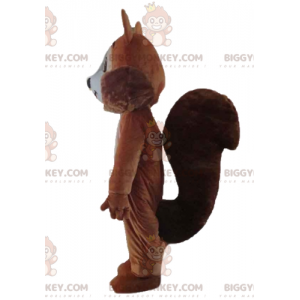 BIGGYMONKEY™ blødt og lodnet brunt og hvidt egern-maskotkostume