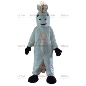 Costume mascotte BIGGYMONKEY™ unicorno cavallo bianco e nero -