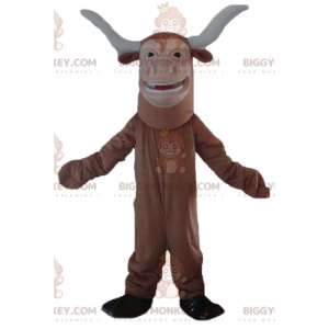 Bruin en wit Buffalo Bull BIGGYMONKEY™ mascottekostuum -