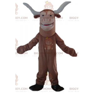 Traje de mascote Buffalo Bull marrom e branco BIGGYMONKEY™ –