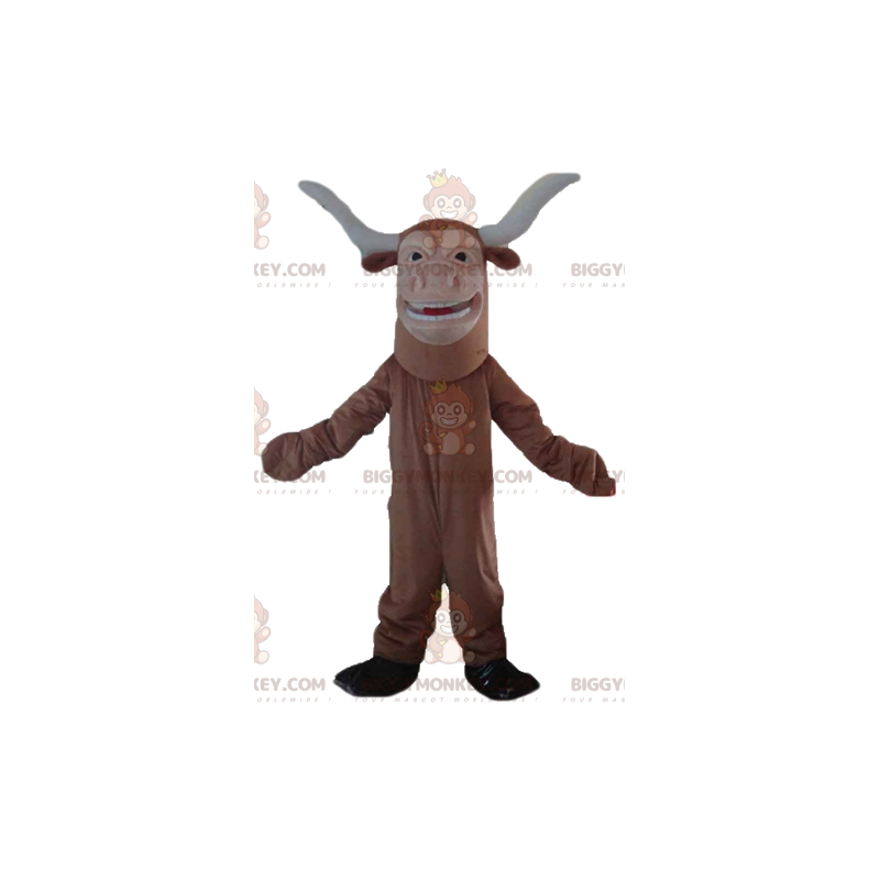 Brown and White Buffalo Bull BIGGYMONKEY™ Mascot Costume -