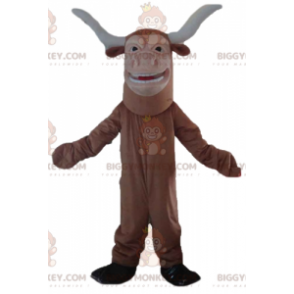 Braun-weißer Büffelbulle BIGGYMONKEY™ Maskottchen-Kostüm -