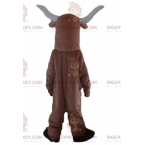 Brown and White Buffalo Bull BIGGYMONKEY™ Mascot Costume –