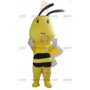 Cute Colorful Black and White Yellow Bee BIGGYMONKEY™ Mascot