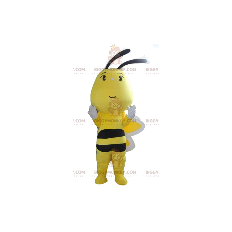 Cute Colorful Black and White Yellow Bee BIGGYMONKEY™ Mascot